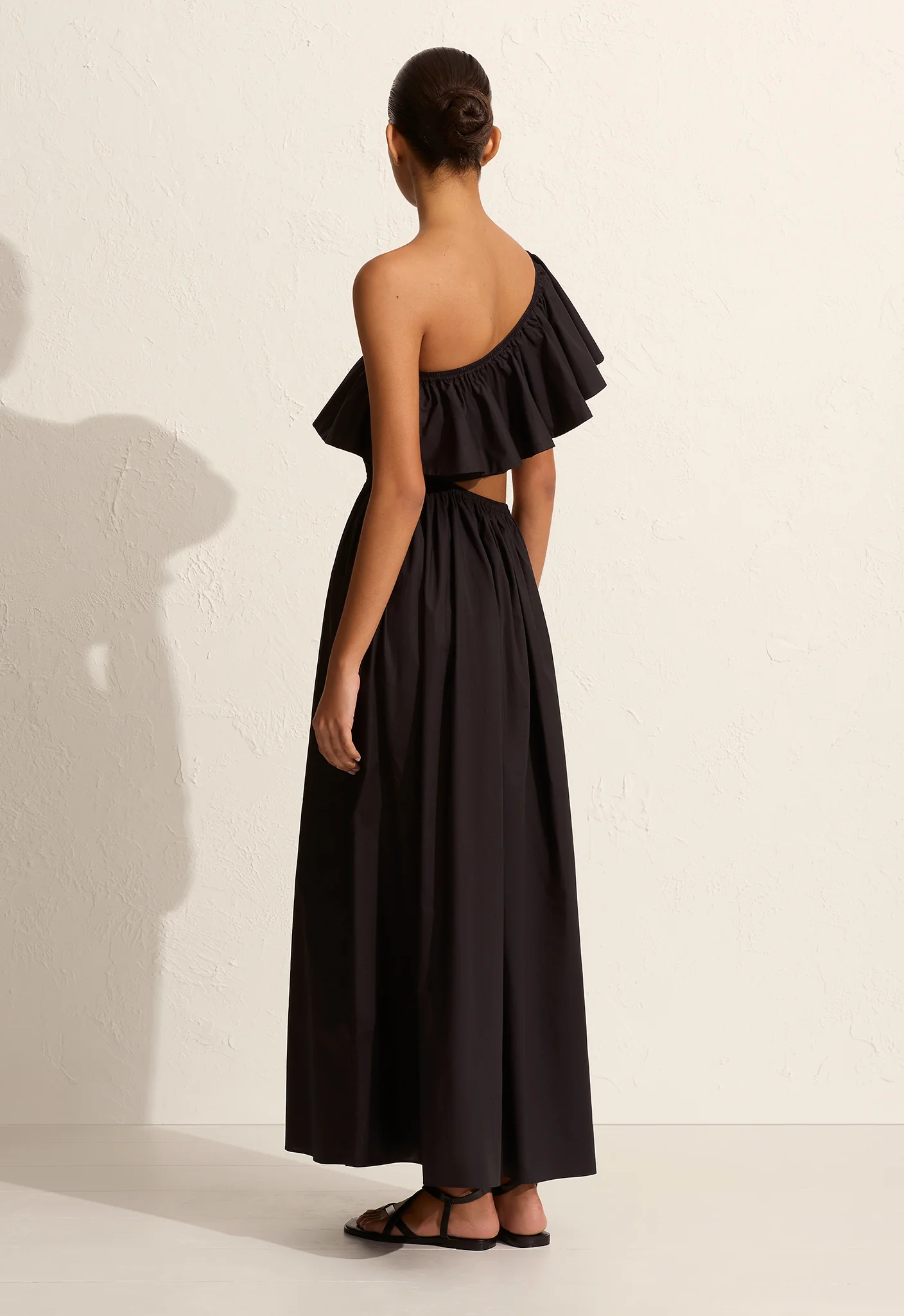 Asymmetric Ruffle Dress - Black - Image 3