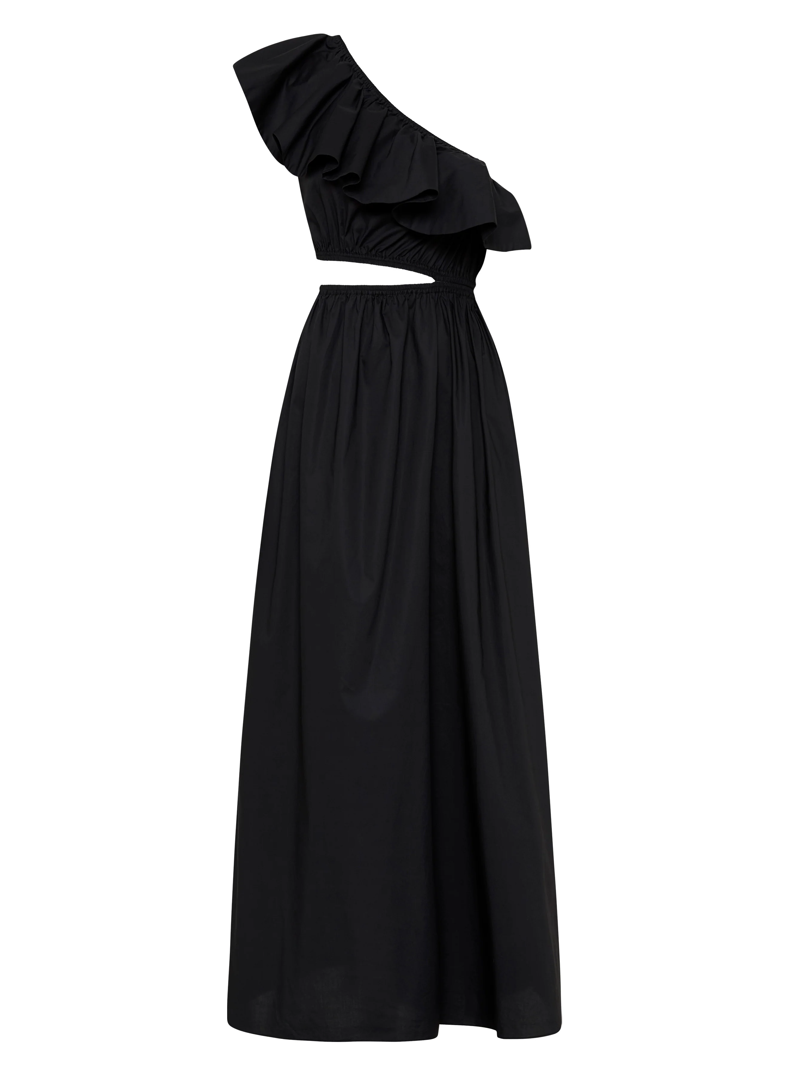 Asymmetric Ruffle Dress - Black - Image 4