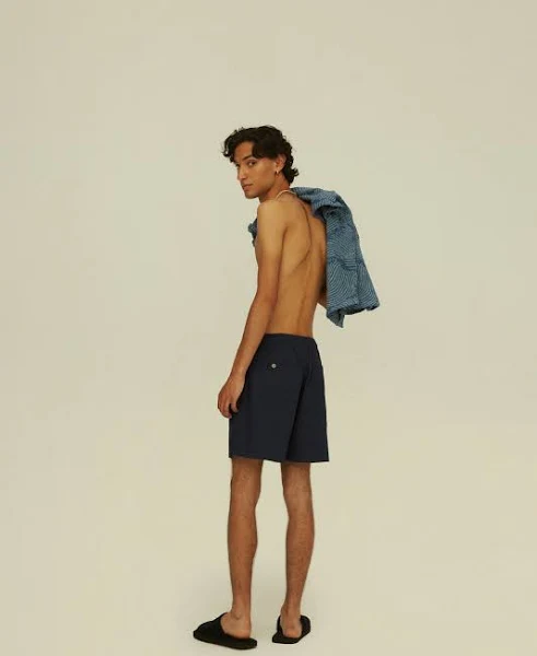 Navy Linen Shorts - Image 3