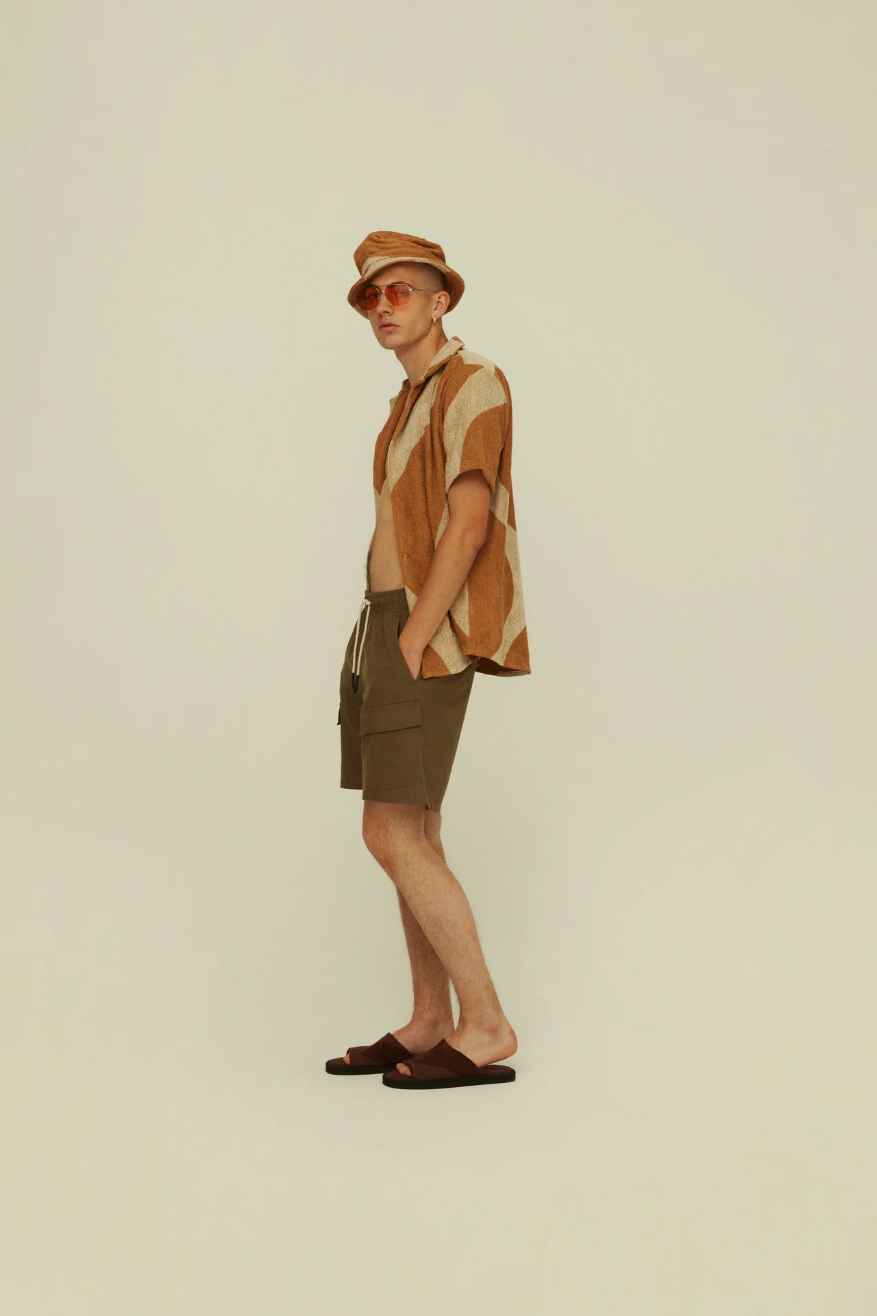 Army Cargo Linen Shorts  - Green - Image 5