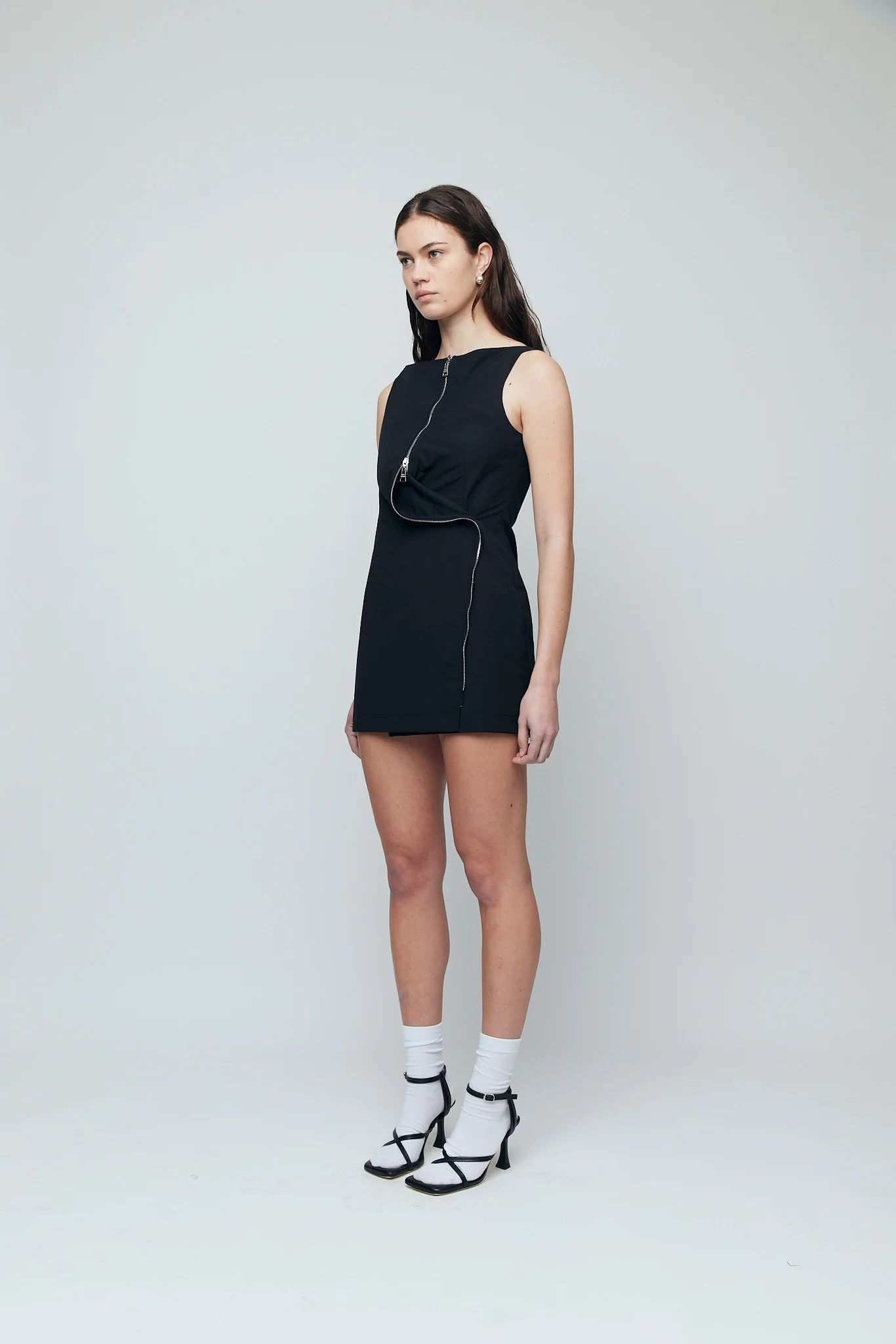Lucie Zipper Mini Dress - Black - Image 3