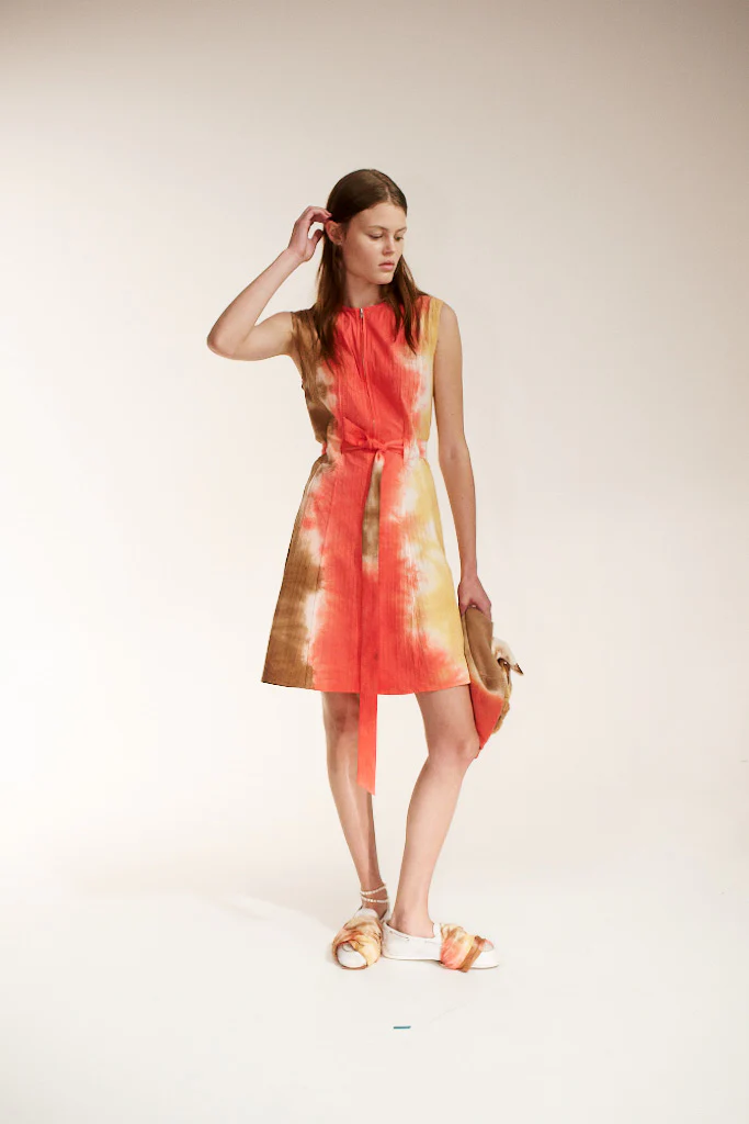 Mini Sleeveless Zipper Dress - Citrine Stripe - Image 3