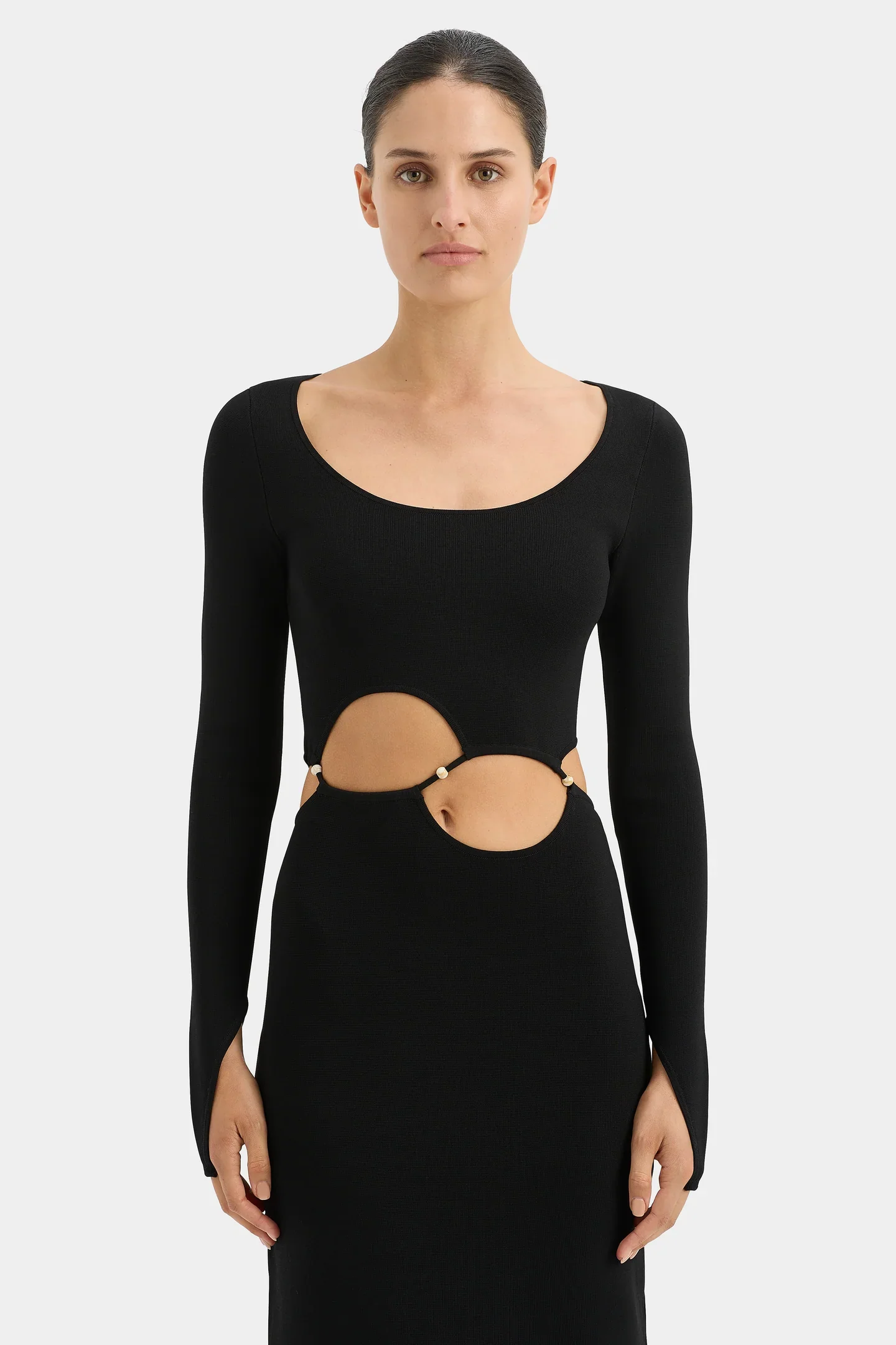 Salvador Beaded Long Sleeve Dress - Black - Image 3