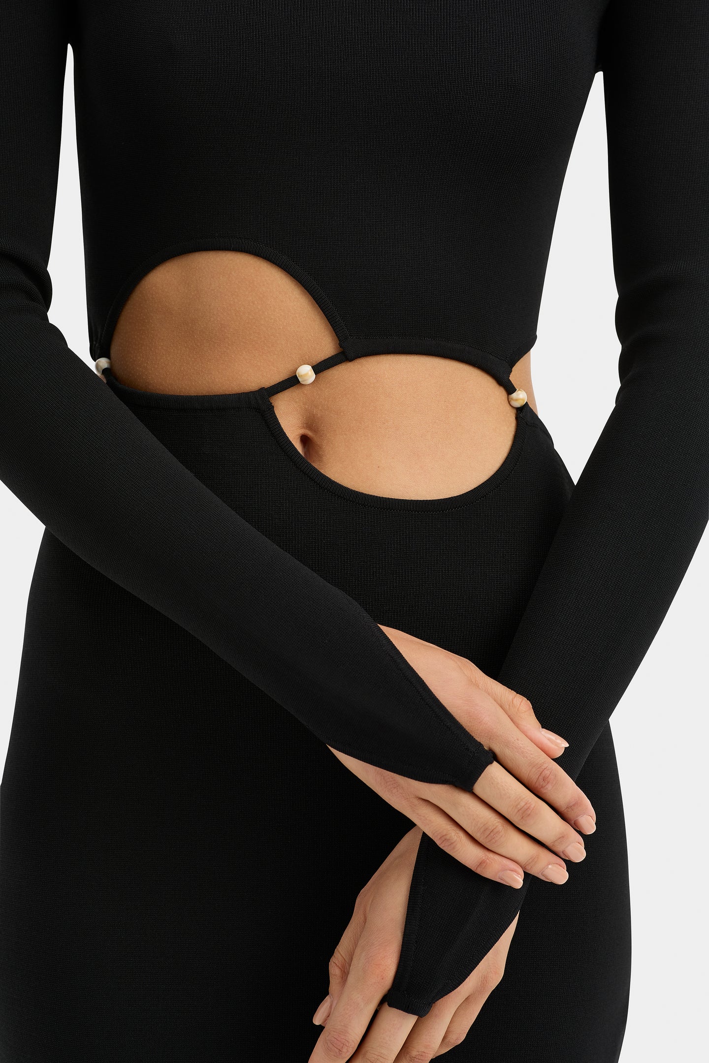 Salvador Beaded Long Sleeve Dress - Black - Image 4