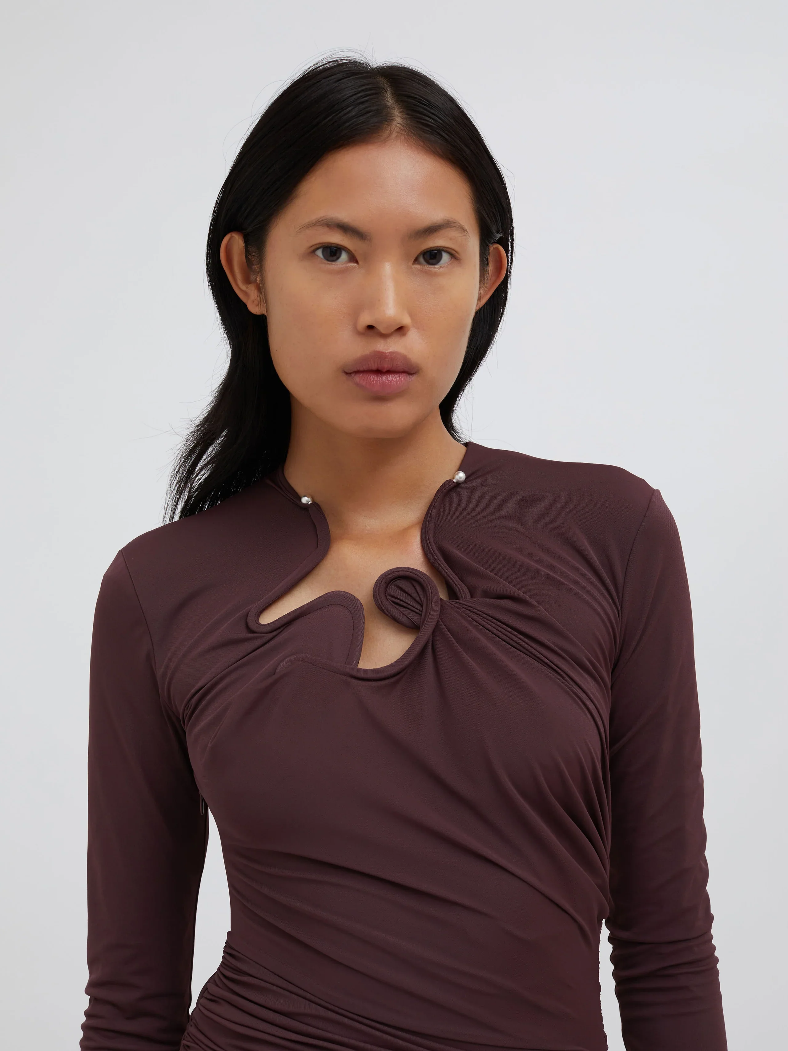 Venus Looped Long Sleeve Dress - Mahogany - Image 3